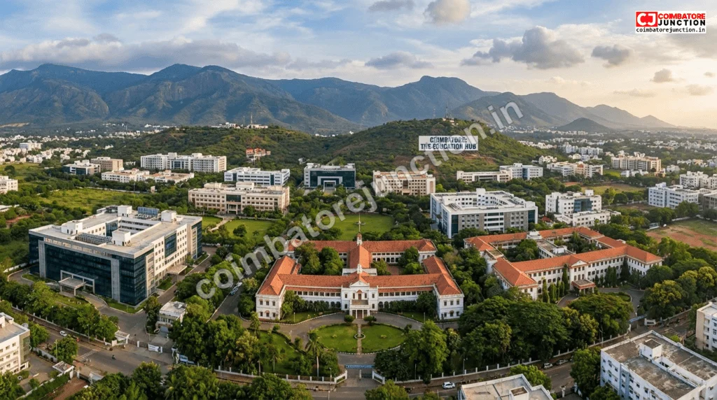 Panoramic view of Coimbatore city showcasing its status as a major education hub in South India