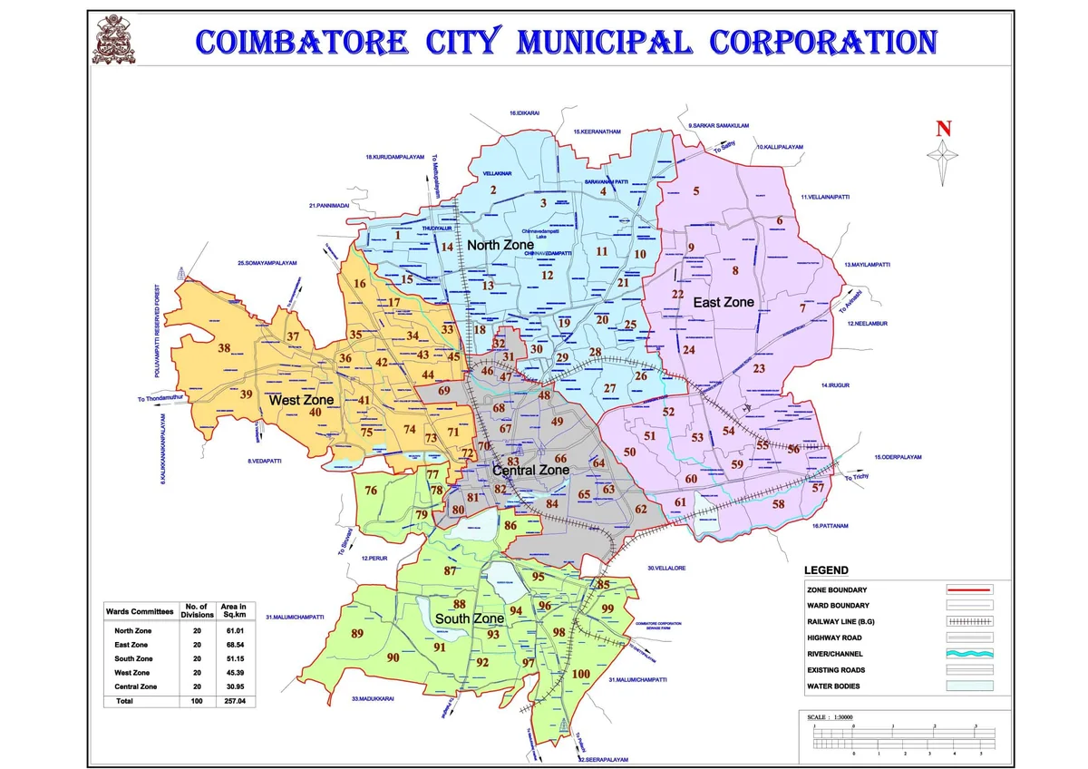 coimbatore corporation ward map
