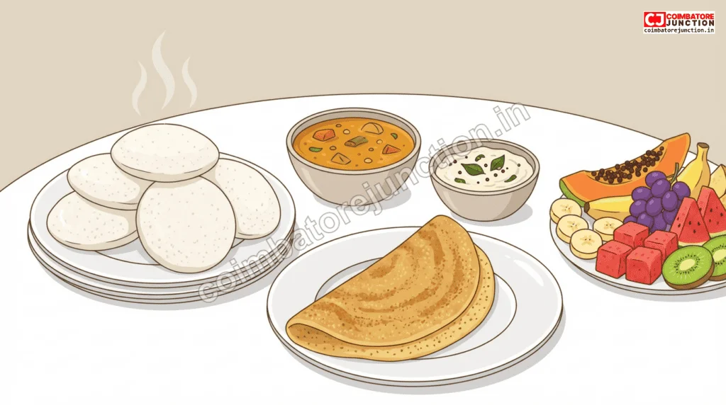 Healthy South Indian vegetarian breakfast with millet options in Coimbatore