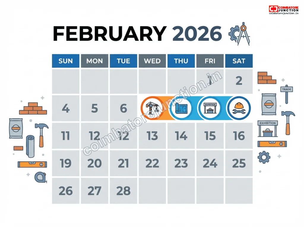 Build Intec Coimbatore 2026 dates February 6-9 highlighted on calendar