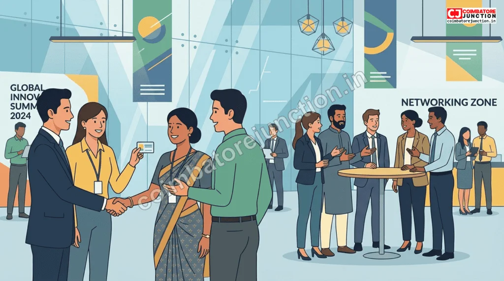 Entrepreneurs investors and professionals networking at the Jubilant Tamilnadu Knowledge Summit