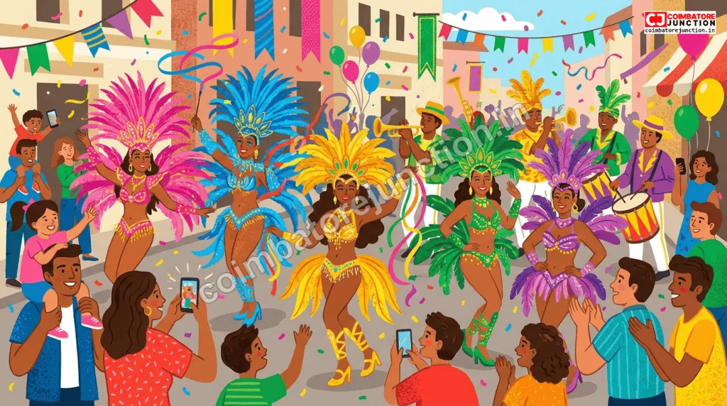 Colorful carnival parade with costumed performers at Ooh-La-La Carnival Coimbatore 2026