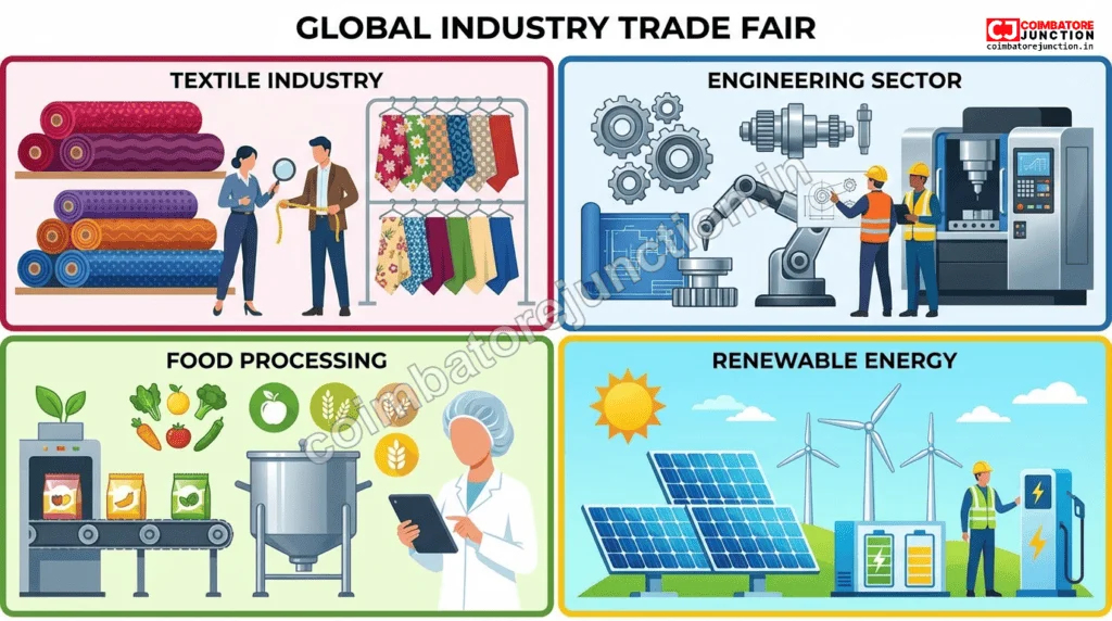 Multiple industry sectors including textiles engineering food processing and IT represented at the Jubilant Tamilnadu Global Expo