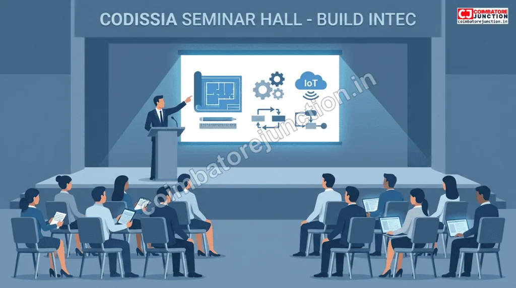 Technical seminar session on construction technology at Build Intec Coimbatore with expert speaker
