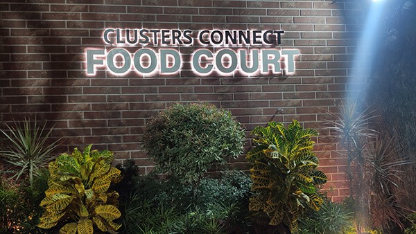 Cluster Connect Food Court Coimbatore – open dining area with multiple eateries on Kamarajar Road, Peelamedu